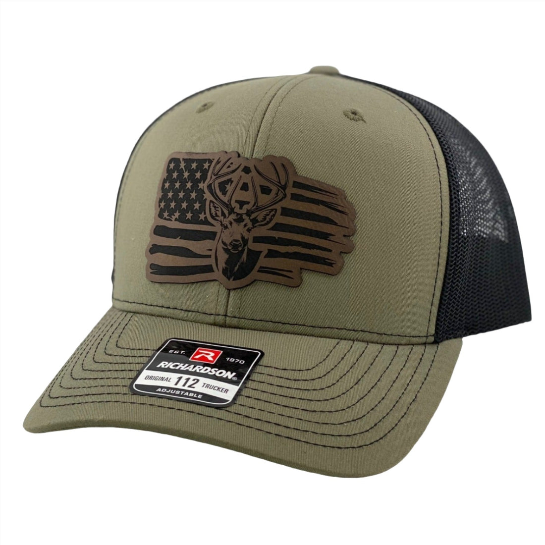 Buck American Flag Leather Patch Richardson 112 Hat