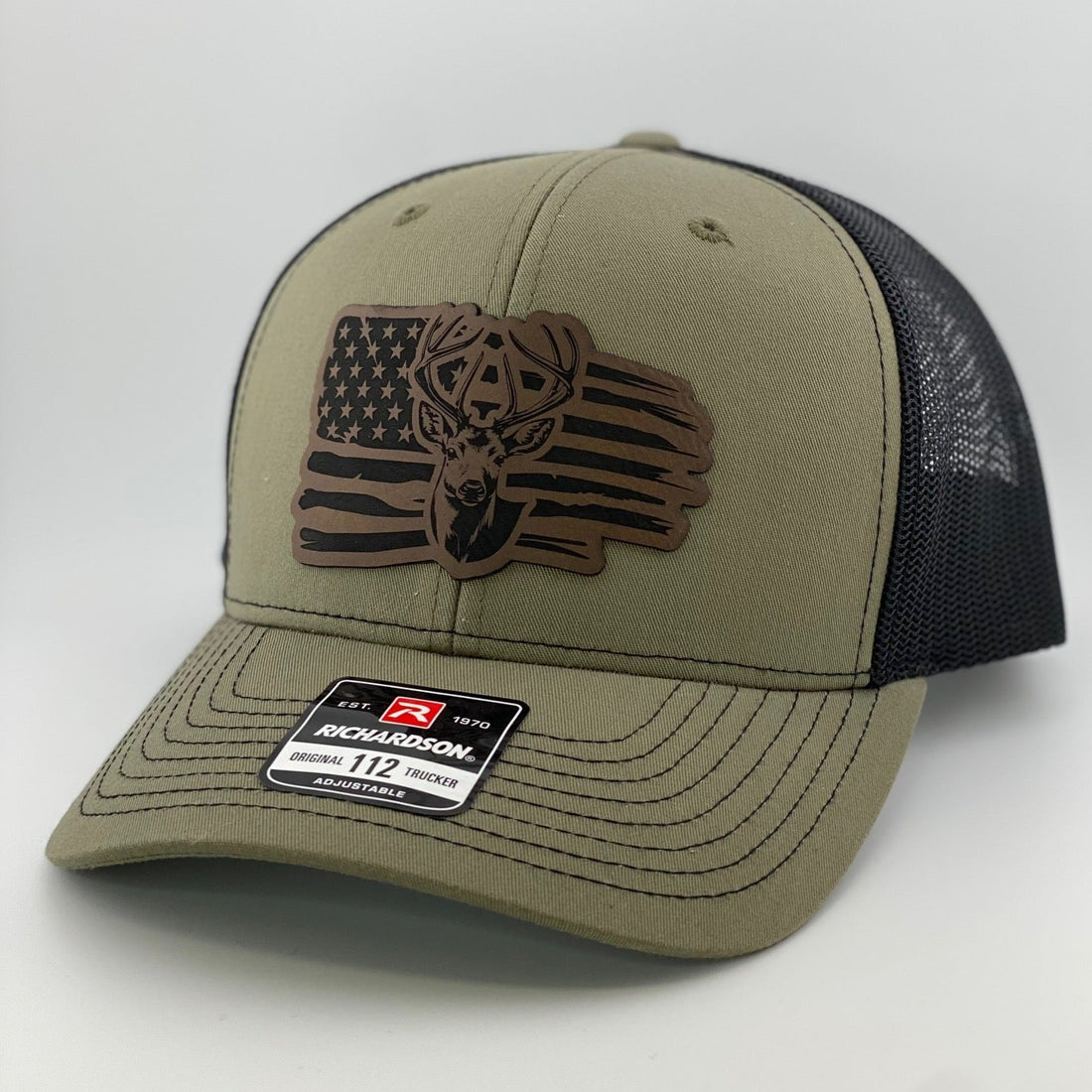 Buck American Flag Leather Patch Richardson 112 Hat