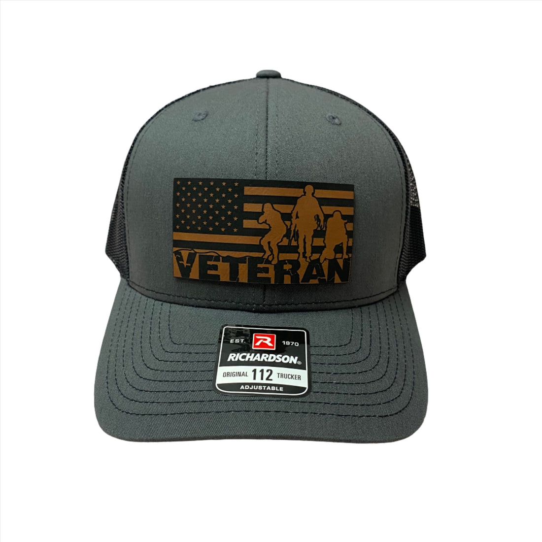 Veteran American Flag Leather Patch Richardson 112 Hat