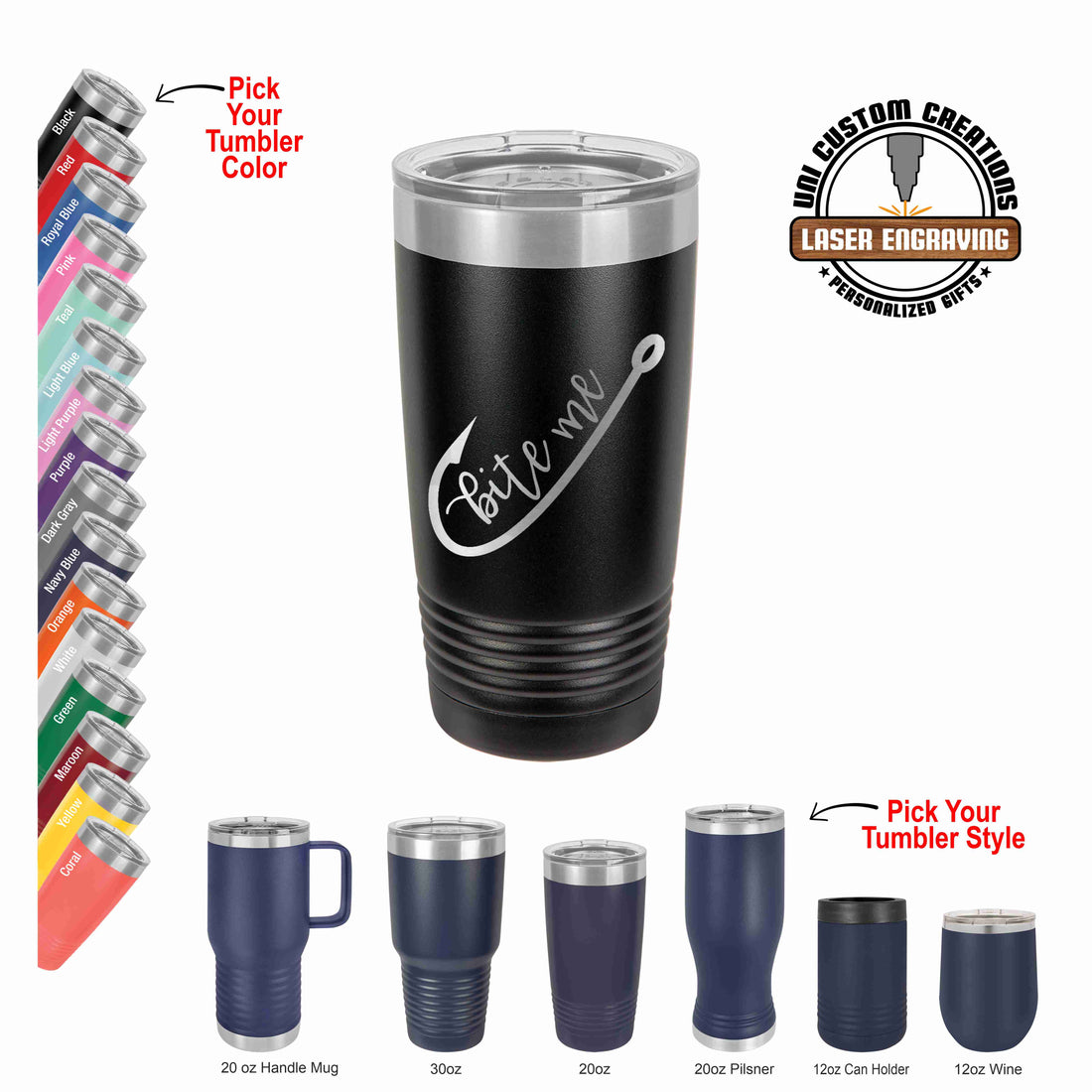 Bite Me Fishing Hook Polar Camel Tumbler