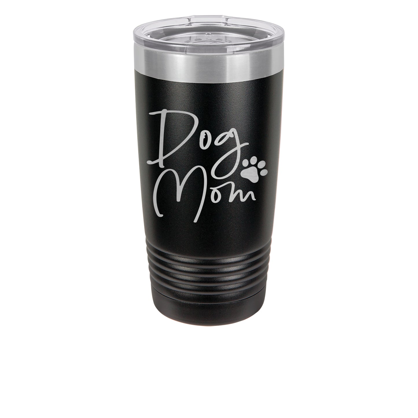 20oz Black Tumbler with saying Dog Mom 