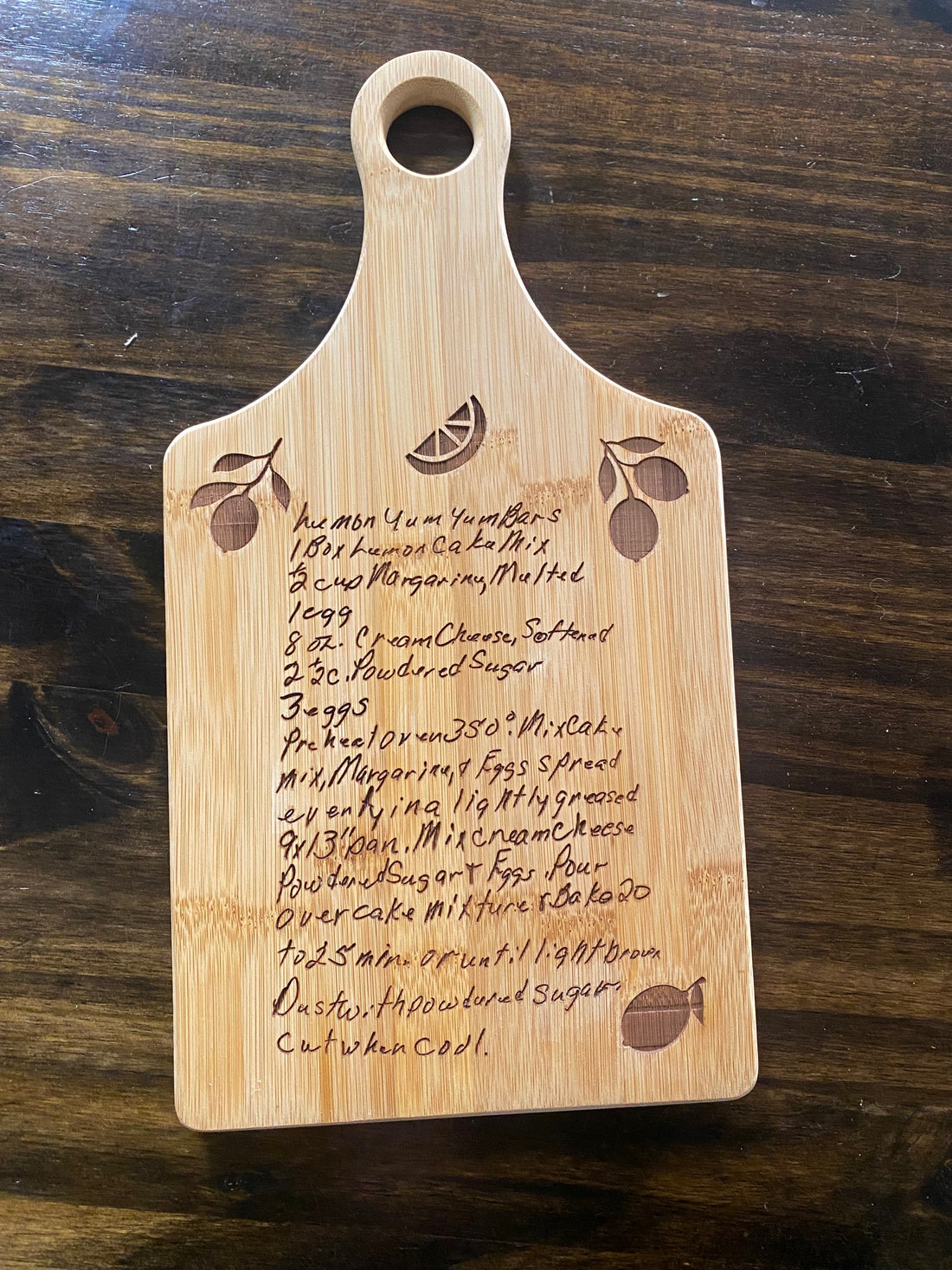 Handwritten Recipe Cutting Board