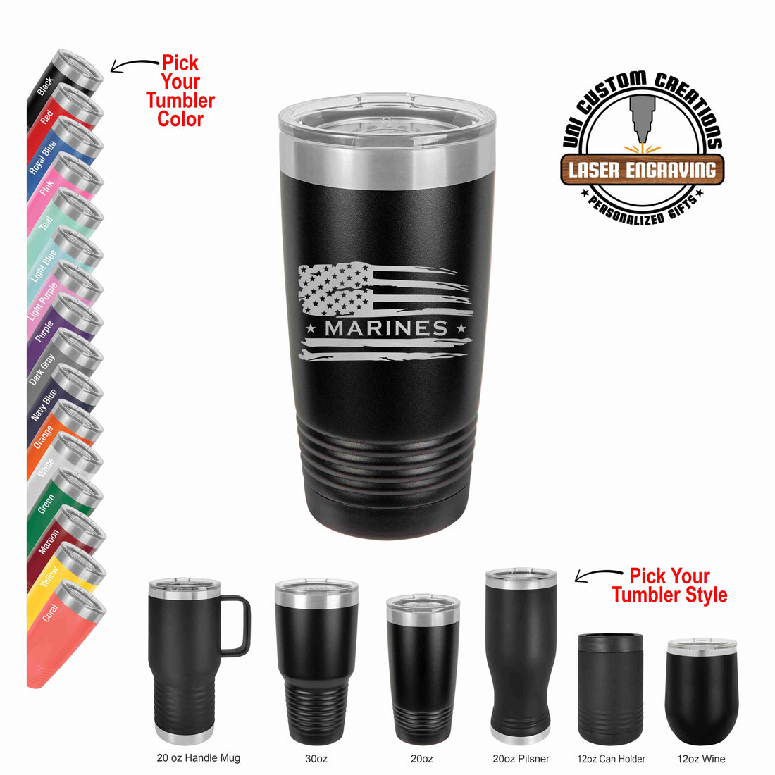 Marines American Flag Polar Camel Tumbler