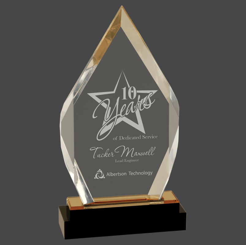 9" Fusion Diamond Impress Acrylic with Black Glass Base Award