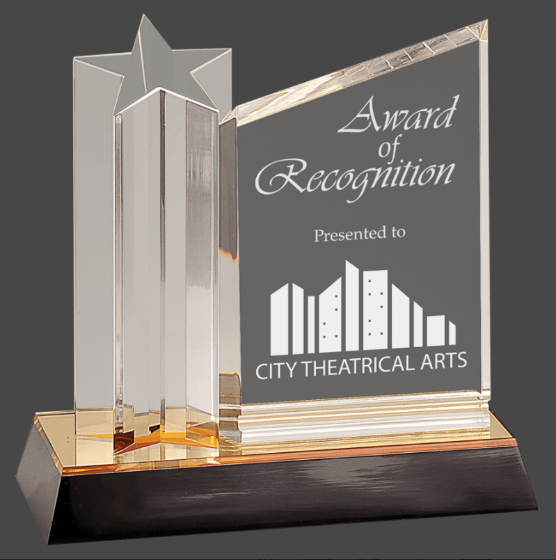 Clear Star Column Acrylic with Clear Plaque Award