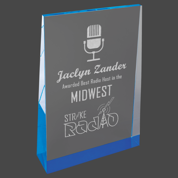 Blue Acrylic Wedge Award