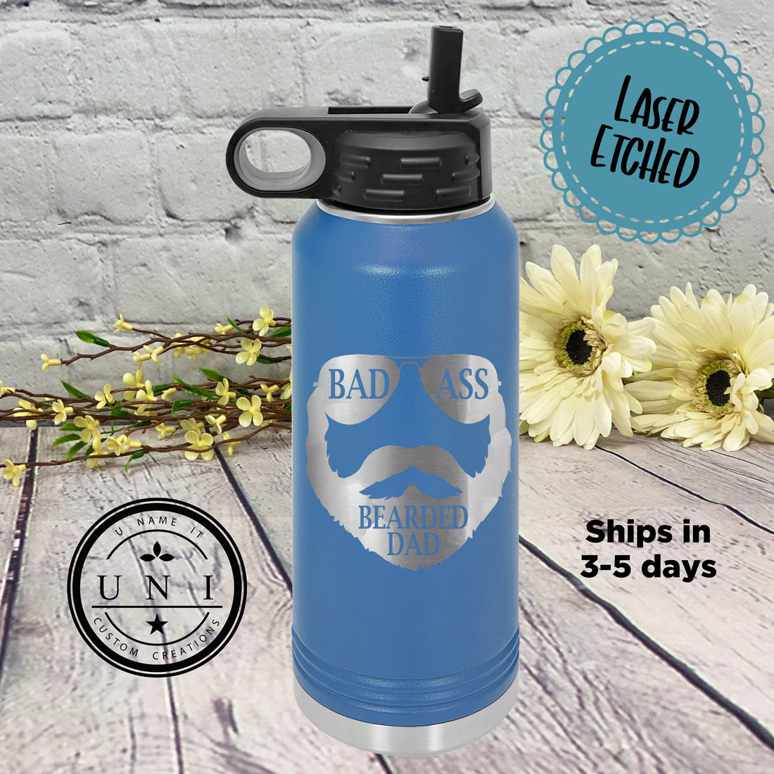 Bad Ass Bearded Dad 32oz Water Bottle