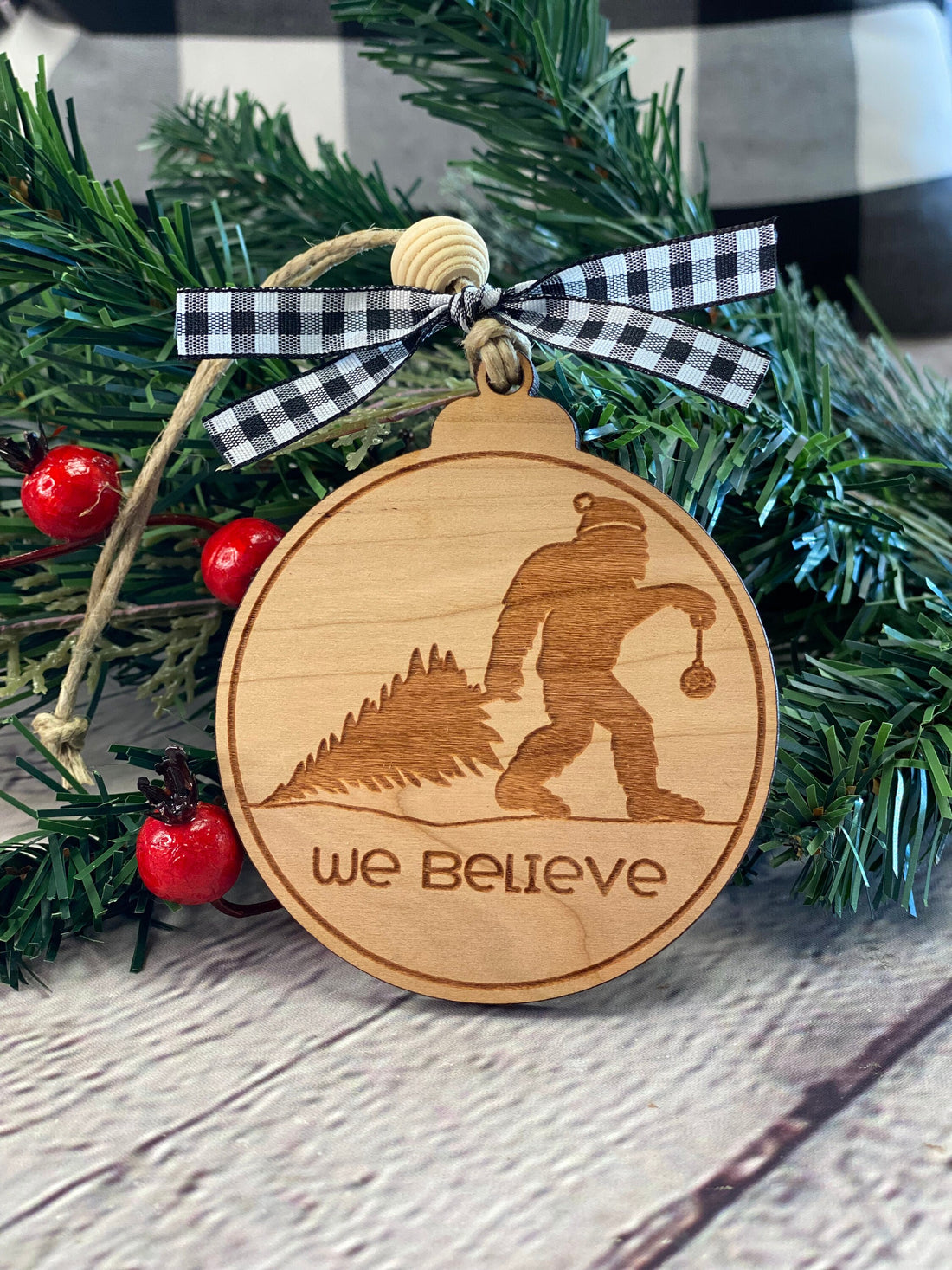 We Believe Bigfoot Christmas Ornament